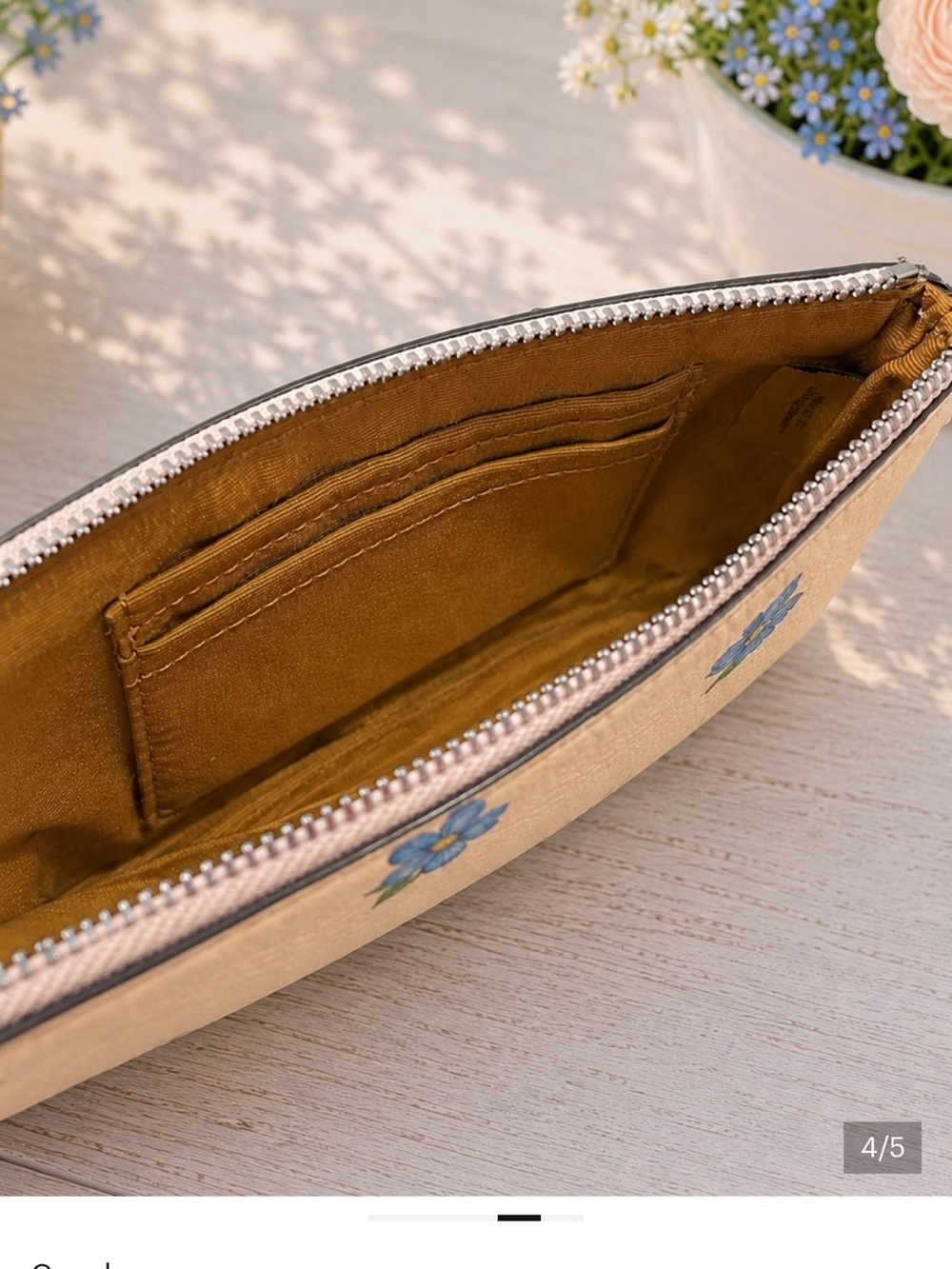 Coach peachFloral Wristlet with Blue Flower Print - Picture 4 of 5